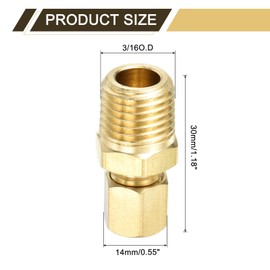 sourcing map Brass Tube Fitting, 3/16O.D x 1/4NPT Brass Flared Pipe Adapter Fittings Reducing Nipples Connector, Half Union Gas Adapter for Pipe Connections, Hydraulics, Refrigeration