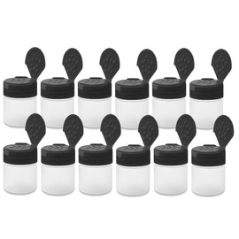 ljdeals 1 oz Plastic Spice Jars with Black Flip & Sift Caps – 12 Pack Empty Spice Bottles for Herbs, Seasonings, Powders, Camping, Travel, Kitchen, Restaurant Use – BPA-Free, Recyclable, Made in USA
