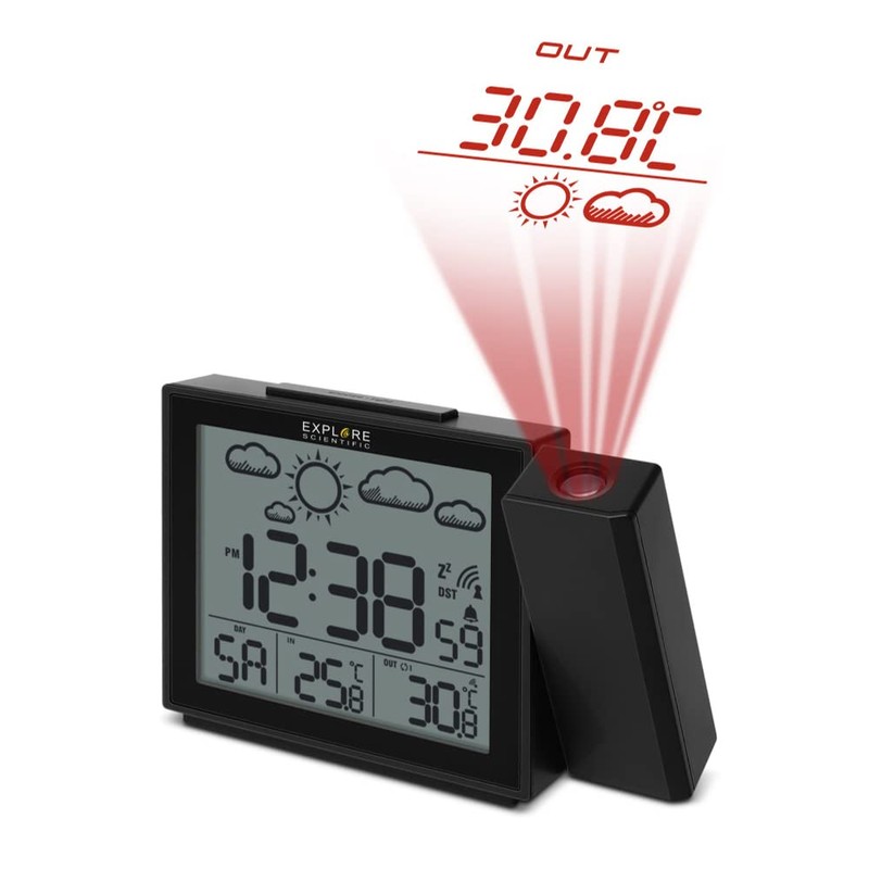 Bresser Weather Projection Clock with Outdoor Sensor, Black