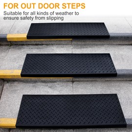 Spurtar 35" x 10" Rubber Stair Treads, 3 Pack Outdoor Rubber Stair Treads Non-Slip, 35 Inch Rubber Stair Treads for Wooden Steps, Skid Resistant Stair Treads for Concrete Marble Tile Metal