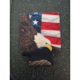 Patriotic Bald Eagle American Flag Koozie Fold Flat