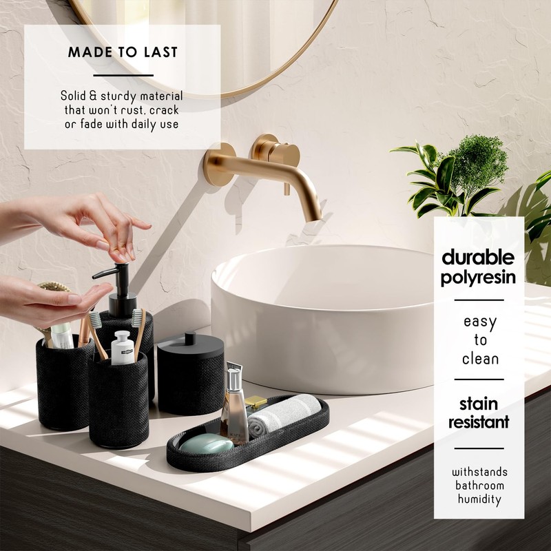 Clara Clark Bathroom Set - Black Bathroom Accessories Set, 24PC