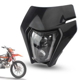 PowerMotor Dirt Bike Headlight LED Headlights Kit Motorcycle Head Lamp Light Kit Compatible with Enduro Pit Bike ATV TC FE TE EXC XCW SXF SX 125 250 300 350 450 500 530 SMC R 690(Black)
