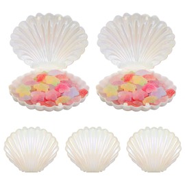 Ipetboom Sea Shell Candy Boxes, 30pcs Seashell Party Favor Container, Clam Treat Holder Mini Jewelry Box Plastic Chocolate Box for Wedding Mermaid Birthday Shower, White