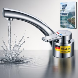 Comet FLORENZ Tap 12 V Single Lever Mixer Tap Compact Chrome Folding Spout Micro Switch Lightweight Design Camping Tap Caravan 12 V Motorhome Caravan Boat Camper