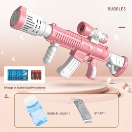 Hadis Bubble Machine Rich Bubbles-Kids Fully Automatic Gatling Bubble Gun Ergonomic Grip-Smooth Brilliant Lighting Colorful Bubbles Leak-Proof Design- Bazooka Bubble Machine-Gun Blaster (Pink)