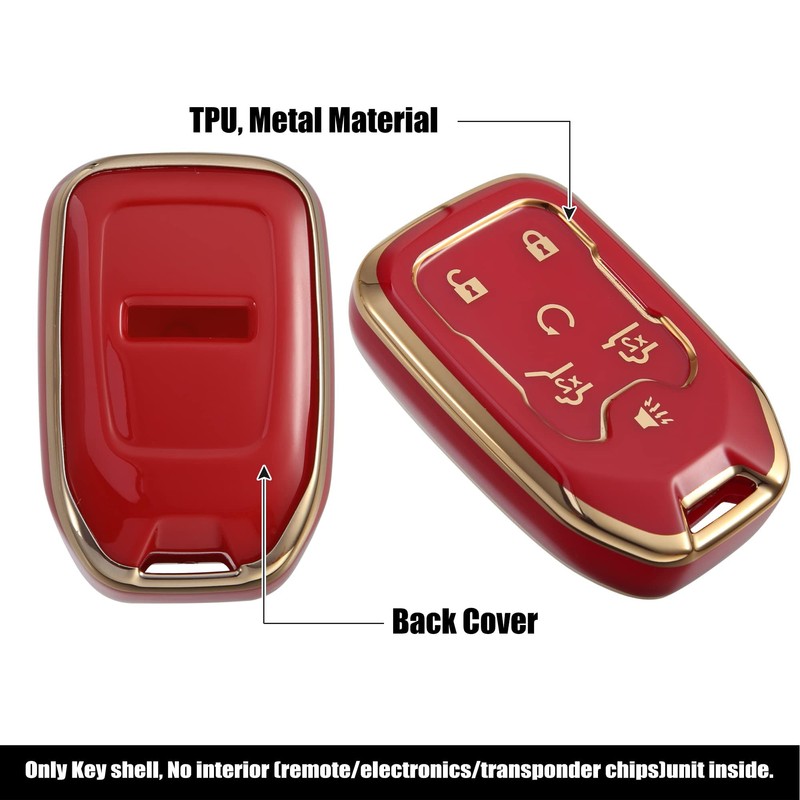 MACHSWON 6 Button Car Smart Key Fob Cover Case Red