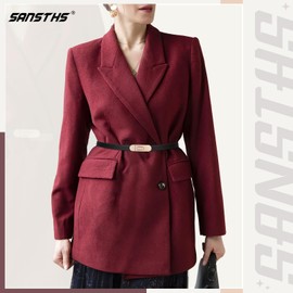 SANSTHS Skinny Women Belt Thin Women Belt for Dresses Coats Jeans Adjustable Belts for Women with Alloy Turn Lock, Black with Gold Buckle