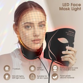 LED Face Mask Light Therapy with Red Light Therapy, Light Therapy Mask (Black)