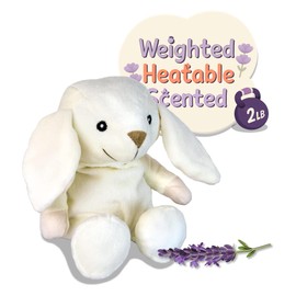 WILD BABY Weighted Stuffed Animals - Microwavable Rabbit Plush Toy with Calming Lavender - Soft, Cuddly, Heatable Plush for Comfort & Warmth - Gift Ready Cuddles for Kids, Adults & Toddlers