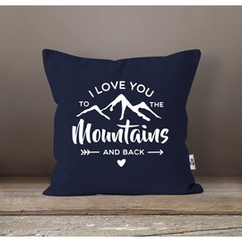 MoonWorks® I Love You to The Mountain and Back Cushion Cover Gift Valentine's Day Christmas Navy One Size