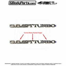 Gbodyparts 84-87 GN Turbo T-type Regal 3.8 SFI Turbo CORRECT HOOD & TRUNK Script Emblem Set