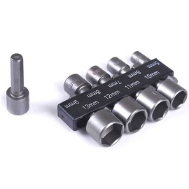 RoserRose 9-Piece Socket Wrench Set, Socket Set, 5-13 mm Socket Adapter Tool, 1/4 Inch Hex Shank Hexagon Socket Set, for Drills or Cordless Screwdrivers, Bit Set for Cordless Screwdrivers