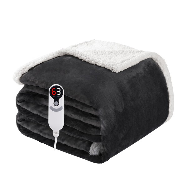 Electric Heated Blanket Full Size 72"x84", Soft Flannel with Overheat