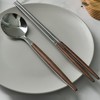 Walnut spoon + chopsticks cutlery set for 1 person /