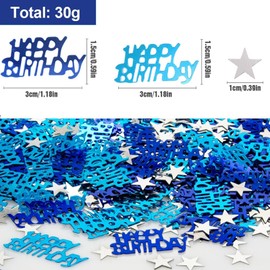 Generic Blue Birthday Confetti with Silver Star Sequins, 30g for Birthday Party Decorations