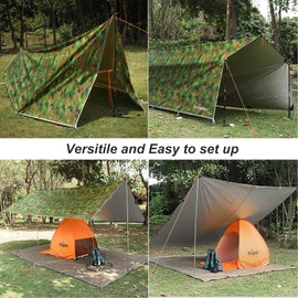 Unigear Hammock Rain Fly Waterproof Tent Tarp, UV Protection and PU 3000mm Waterproof, Lightweight for Camping, Backpacking and Outdoor Adventure (Camo Green, 10 * 10ft)
