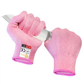 Evridwear Cut Resistant Gloves Food Grade Level 5 Kitchen Safety Protection (Small, Pink)