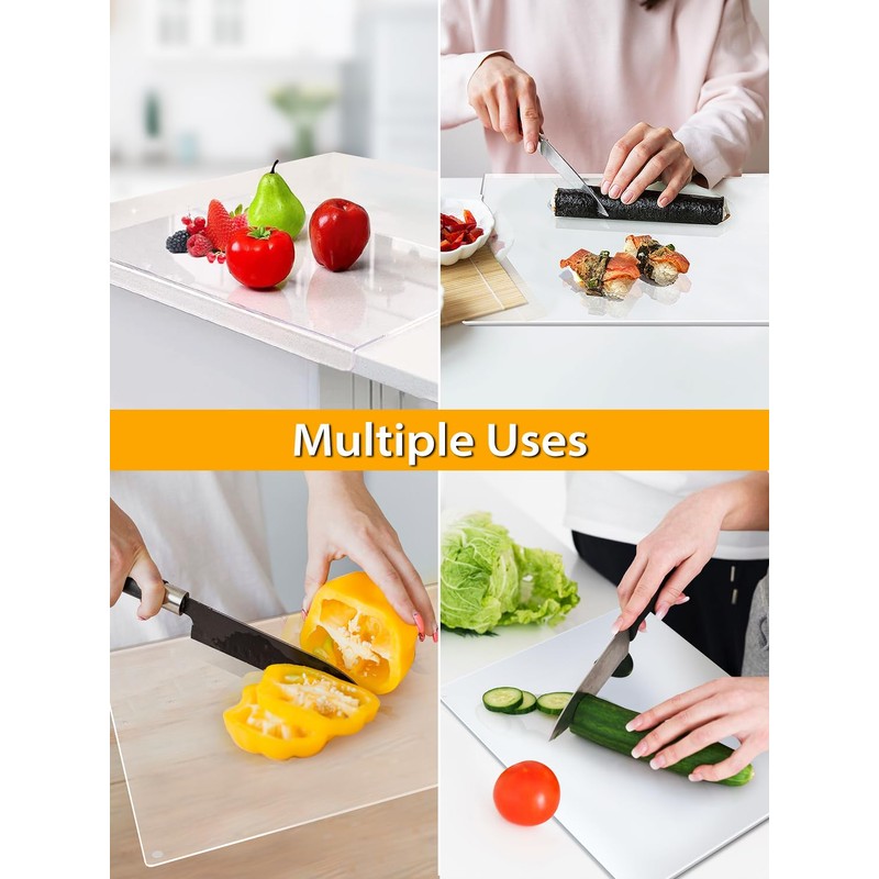 KEWILLEN Acrylic Cutting Board with Counter Lip,15.7"x11.8" Clear Plastic Cutting