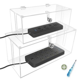 groword Cable Management Box with lock Acrylic,Cable Organizer Box & Power Strip Cover, Wire Storage and Organization for Cords,Surge Protector Power Strip,TV, Computer,Office,Child and Pet Proof（2pc）