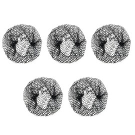 5 Pieces Black Hair Nets for Sleeping, Thicker Sleep in Hair Net with Elasticated Edge, Hairnet Snood for Drying Curly Hair Plopping Bonnet Mesh Comfortable & Versatile Mesh Crochet Cap for Women