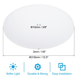 PATIKIL Lampshade Diffuser, 12.5" Diameter with 3/8" Center Hole Round Diffuser for Drum Lampshades Pendants Light Fits 13-15" Openings, Frosted White