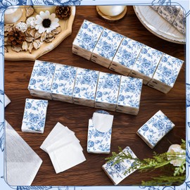 Perthlin 50 Bulk Wedding Favors Facial Tissues Facial Tissue Pack for Guests 3 Ply Blue Floral Tissue Pocket Size Wedding Favors Travel Size for Family Friends