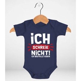 MoonWorks® Baby Bodysuit with Saying Ich Schreie Nicht ich bestelle Essen Funny Sayings Organic Cotton Boys & Girls, Ich Schreie Nicht! Navy