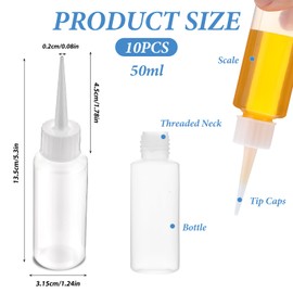 LLOUSSAK 10pcs 50ml Plastic Squeeze Bottles Glue Bottles Precision Tip Applicator Bottle Color Bottles for Hair Salon, Paint Art, Craft, Liquids, Glue