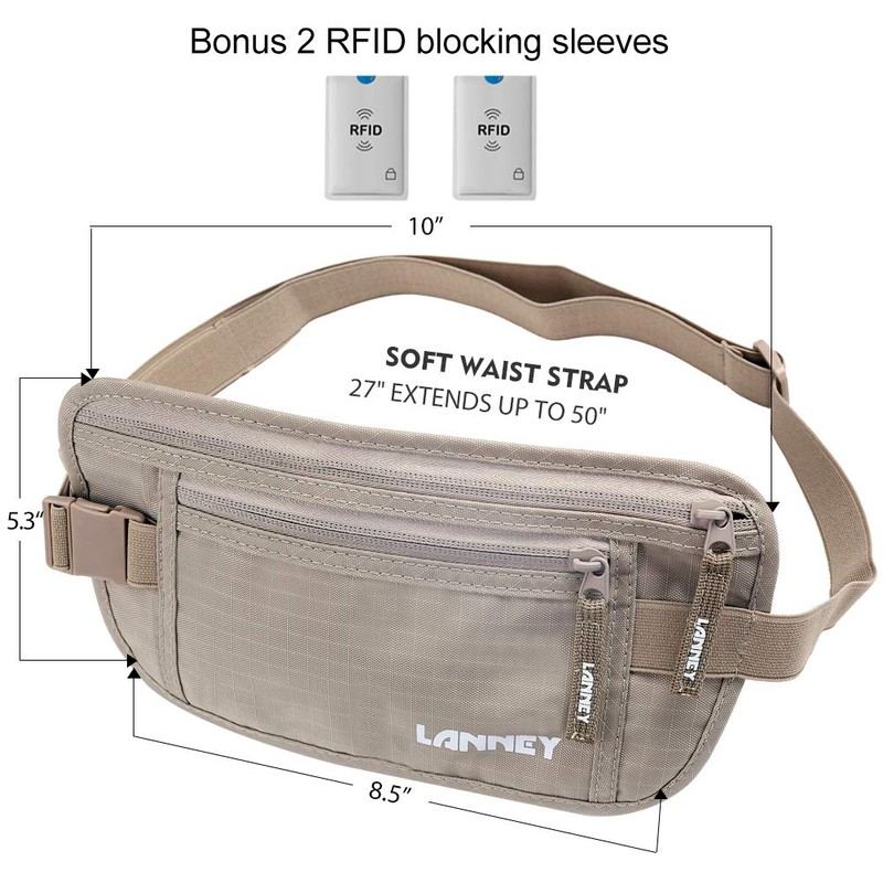 Money Belt for Travel, Slim RFID Blocking Women and Men