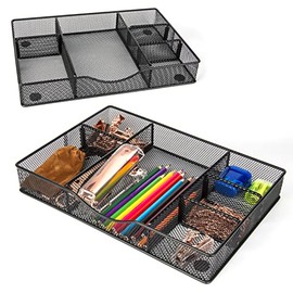 VyGrow Drawer Organizer Tray with Adjustable Compartments, 6 grid, Metal Mesh, Storage Box Set for Office, Bathroom, Kitchen, Makeup, Art Supplies, tool, 2 PACK