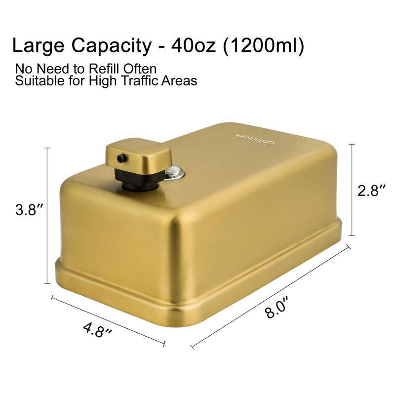 VANNSOO Wall Mounted Hand Soap Dispenser Bathroom, 1200ml 40oz Commercial