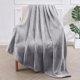 Exclusivo Mezcla Extra Large Fleece Throw Blanket for Couch, Sofa, 300GSM Super Soft and Warm Blankets, Light Grey Throw All Season Use, Cozy, Plush, Lightweight, 50x70 Inches