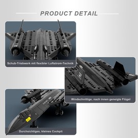 Finger Rock SR-71 Aircraft Blackbird Fighter Jet Clamping Blocks, Long Over 40 cm, 1:74 Model Clamping Blocks, Fighter Aircraft, Gifts from 6+ Years, Boys or Adults
