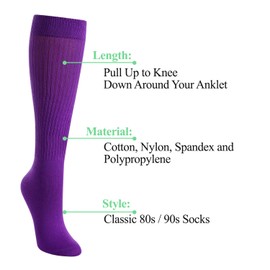 Zmart Slouch Socks Women Knee High Tube Purple Socks, Soft Scrunch Socks 80s 90s Socks Size 5-10