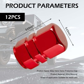 Zikefest 12PCS Tire Valve Stem Caps, Anodized Aluminum Tire Valve Caps, Car Stem Covers Accessories, Universal for Cars, Trucks, Motorcycles, Bikes (Red)