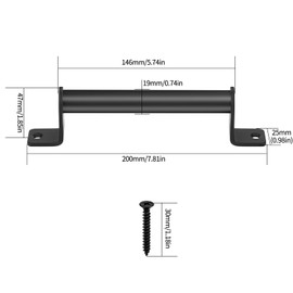 QJKEJI 4 Pcs Black Door Handles, Gate Handle for Wooden Gates, Black Sliding Barn Door Handles, Shed Door Pull Handle Hardware for Sheds Garden Gate Cabinet Doors Grab Handles, with Screws