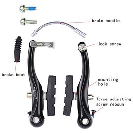 V Brake Set, Aluminium Alloy Front & Rear V Brake Set with Cable for MTB Bicycle Cycling Road Bike(1 pair)