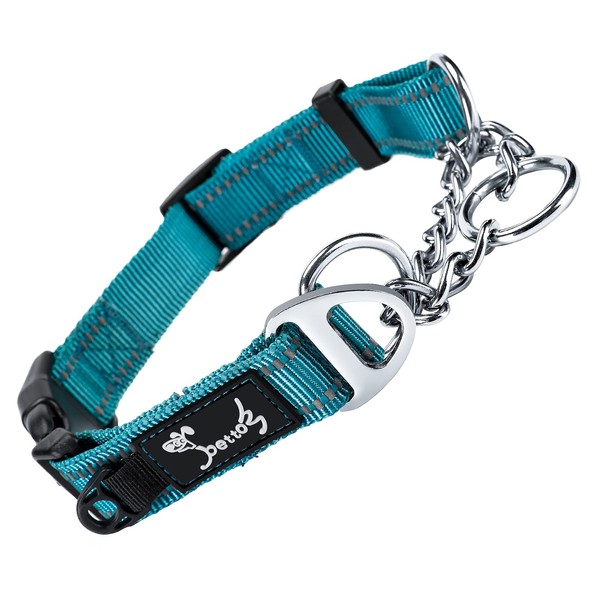 PETTOM Half Check Dog Collar Nylon Escape-proof Reflective Martingale Dog