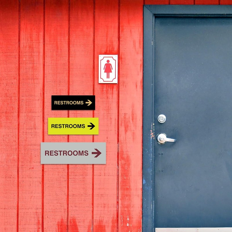 Signs ByLITA Basic Restrooms Right Arrow Directional Sign (Brushed Silver)