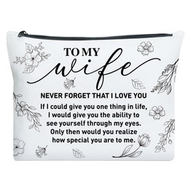 UDNADKEX Gift for Wife from Husband Romantic, Christmas, Birthday, Valentine's Day Gift for Wife Wedding Love Gift Makeup Bag, Never Forget That I Love You