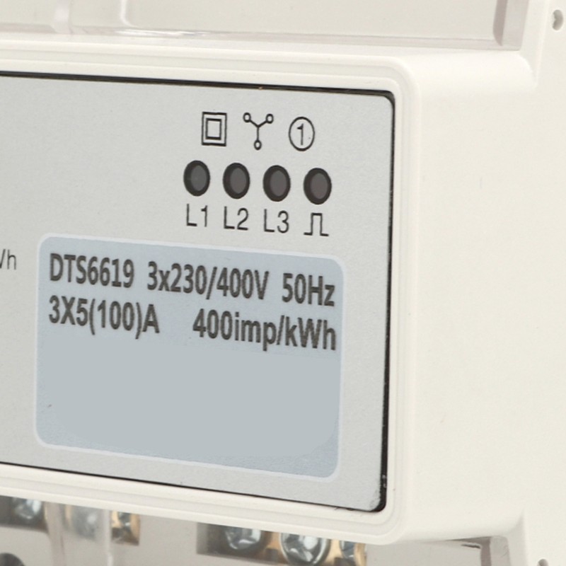 Electric 3 Phase 4 Wire Energy Meter Guide Rail LCD