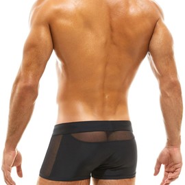 FEOYA Mens Drawstring Swim Trunks Training Swimming Boxer Briefs Beach Board Swimwear Fashion Surfing Bathing Suit Side Mesh Panties for Removable Pad