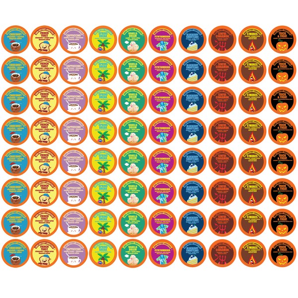 Java Factory Flavored Coffee Pods, Assorted Sampler, Variety Pack, Compatible
