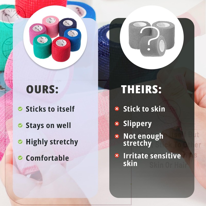 Mr. Pen- Self Adhesive Bandage Wrap, Assorted Colors, 2" x