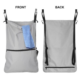 Luxja wäschesack Reise, Wäschesammler Tür, Wäschesack Camping mit EXTRA Edelstahl Türhaken und Schultergurten, Grau
