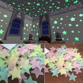 Stickers glow in the dark, DIY wall picture on the ceiling, stars glow at night, can illuminate your ceiling and living room decoration (mixed colours, 300 pieces)