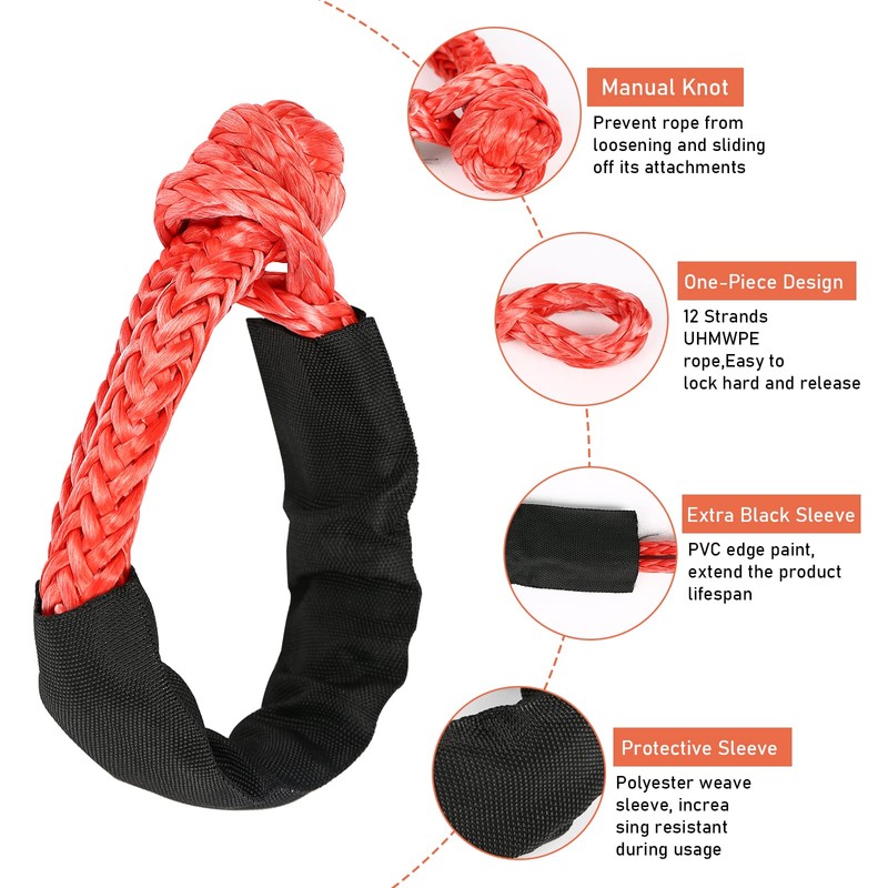 Shackle 1/2 Synthetic Shackle Winch Rope with Recovery Snaps, 41000