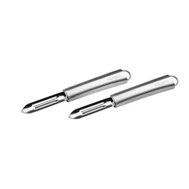 Probus Peeler Set, Two Universal Peelers 19 cm Stainless Steel with Ergonomic and Rounded Handle, Sharp Blade, Dishwasher Safe, Hangable, Quantity: 1 x Set of 2, Silver