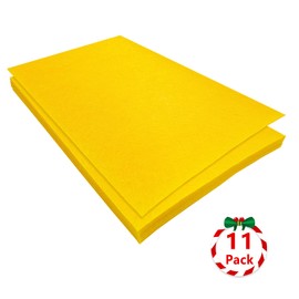 Stiff Felt Sheets, 11 Pcs Felt Fabric, 7"×11.3" Color Felt for Craft, Craft Felt Square for Sewing (Yellow)